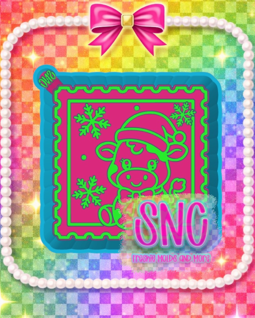 Santa Cow Stamp Freshie Mold