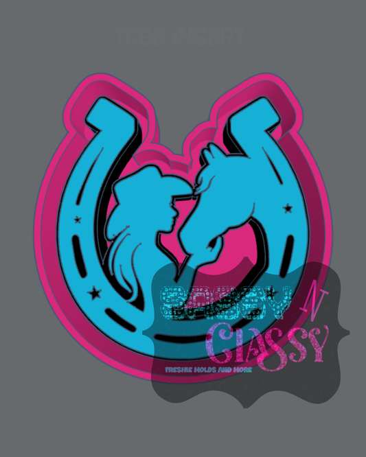 Girl and Horse Horseshoe Freshie Mold