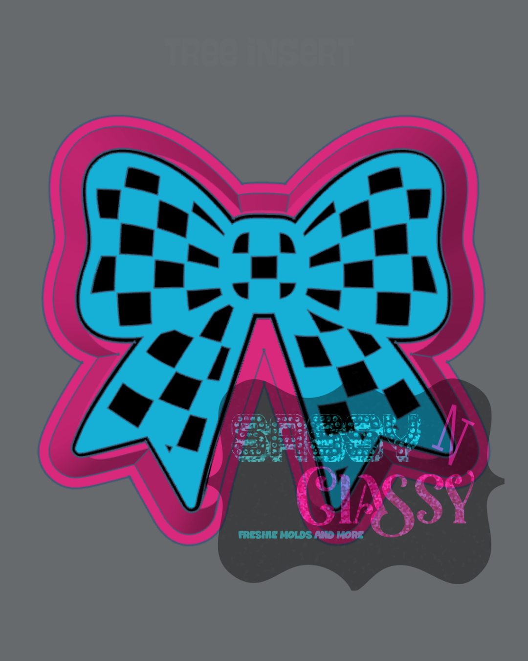 Checkered Print Bow Freshie Mold