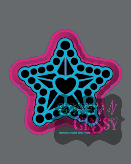 Star with Heart Stained Glass Freshie Mold