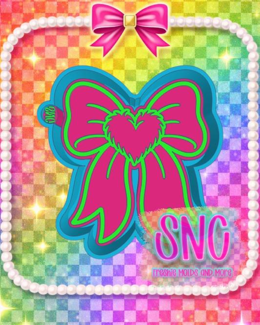 Bow with Fluffy Heart Freshie Mold