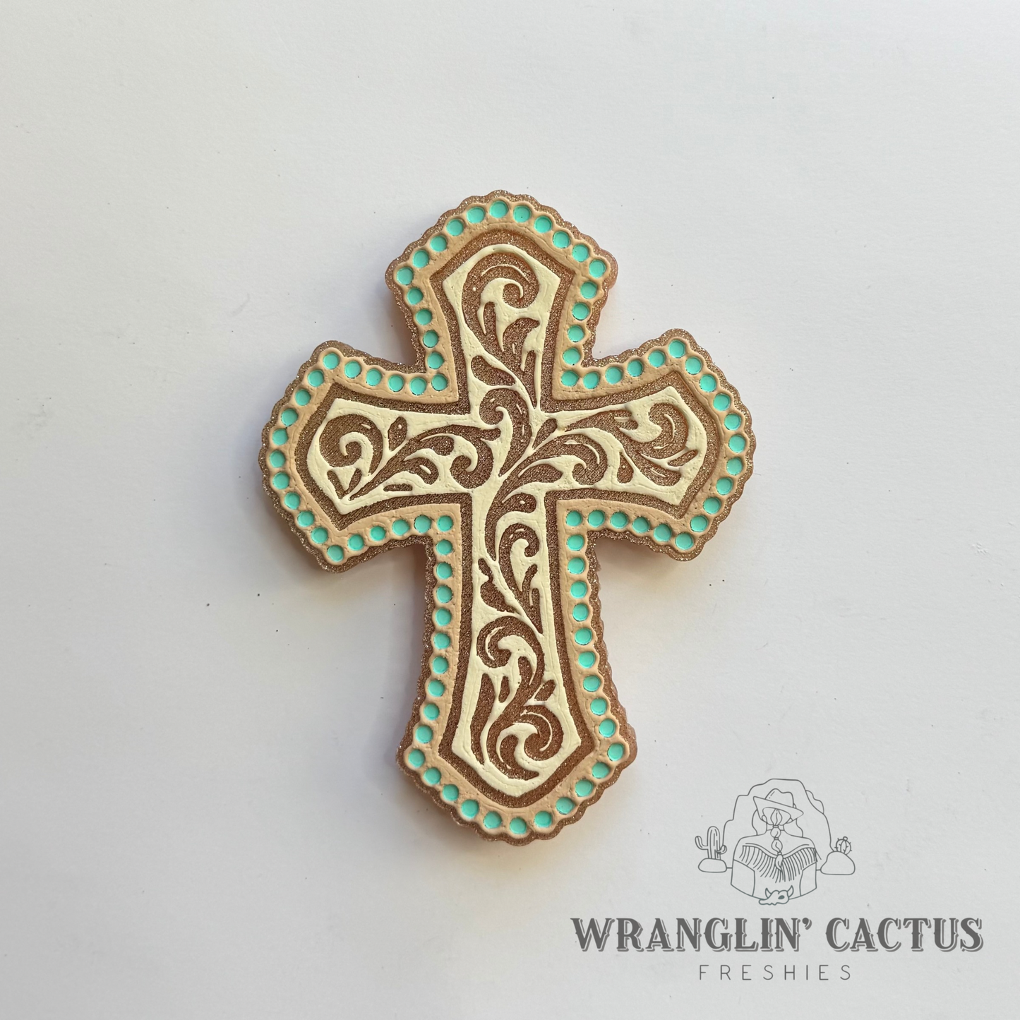 Tooled and Jeweled Cross Freshie Mold