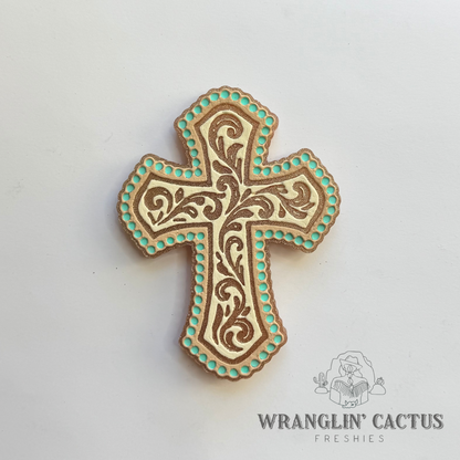 Tooled and Jeweled Cross Freshie Mold