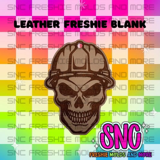 Hardhat Skull Leather Freshie Blank