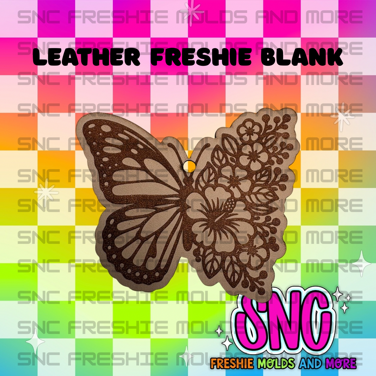 Floral Butterfly Leather Freshie Blank