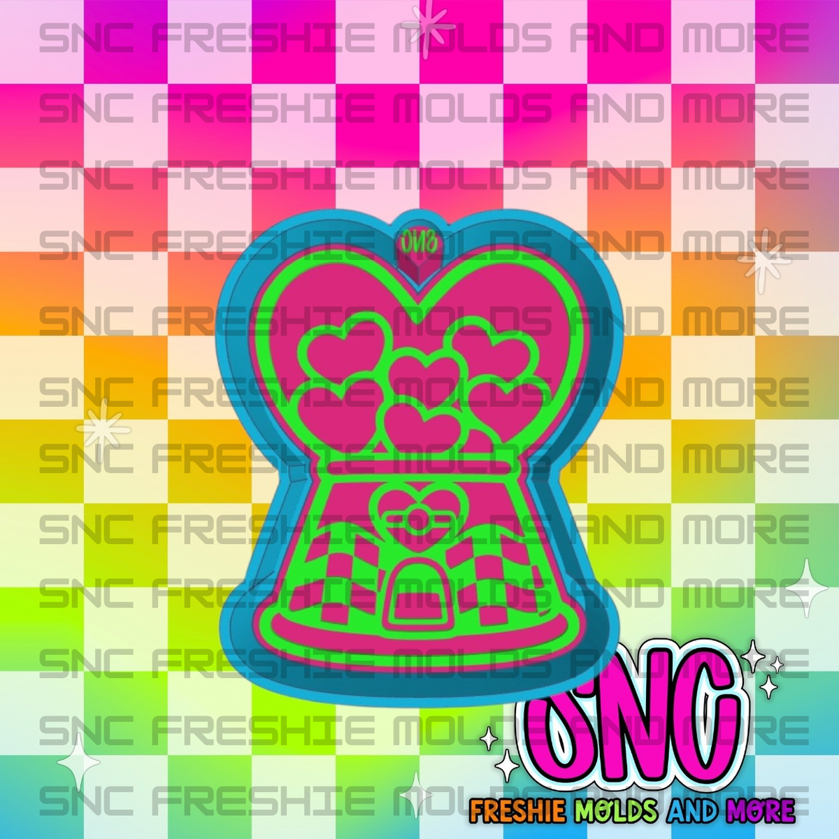 Checkered Heart Gum Ball Machine Freshie Mold