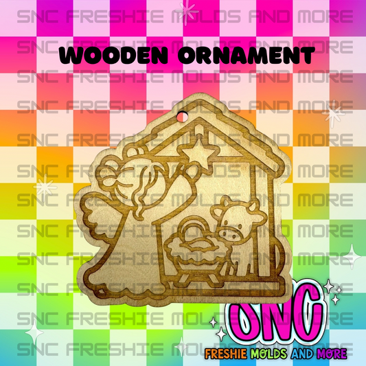 Manger Angel Wooden Ornament