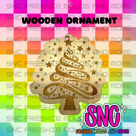 Swirly Tree Wooden Ornament