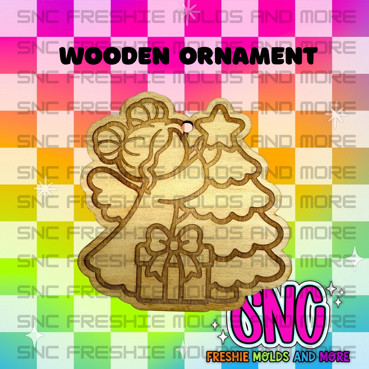 Christmas Tree Angel Wooden Ornament