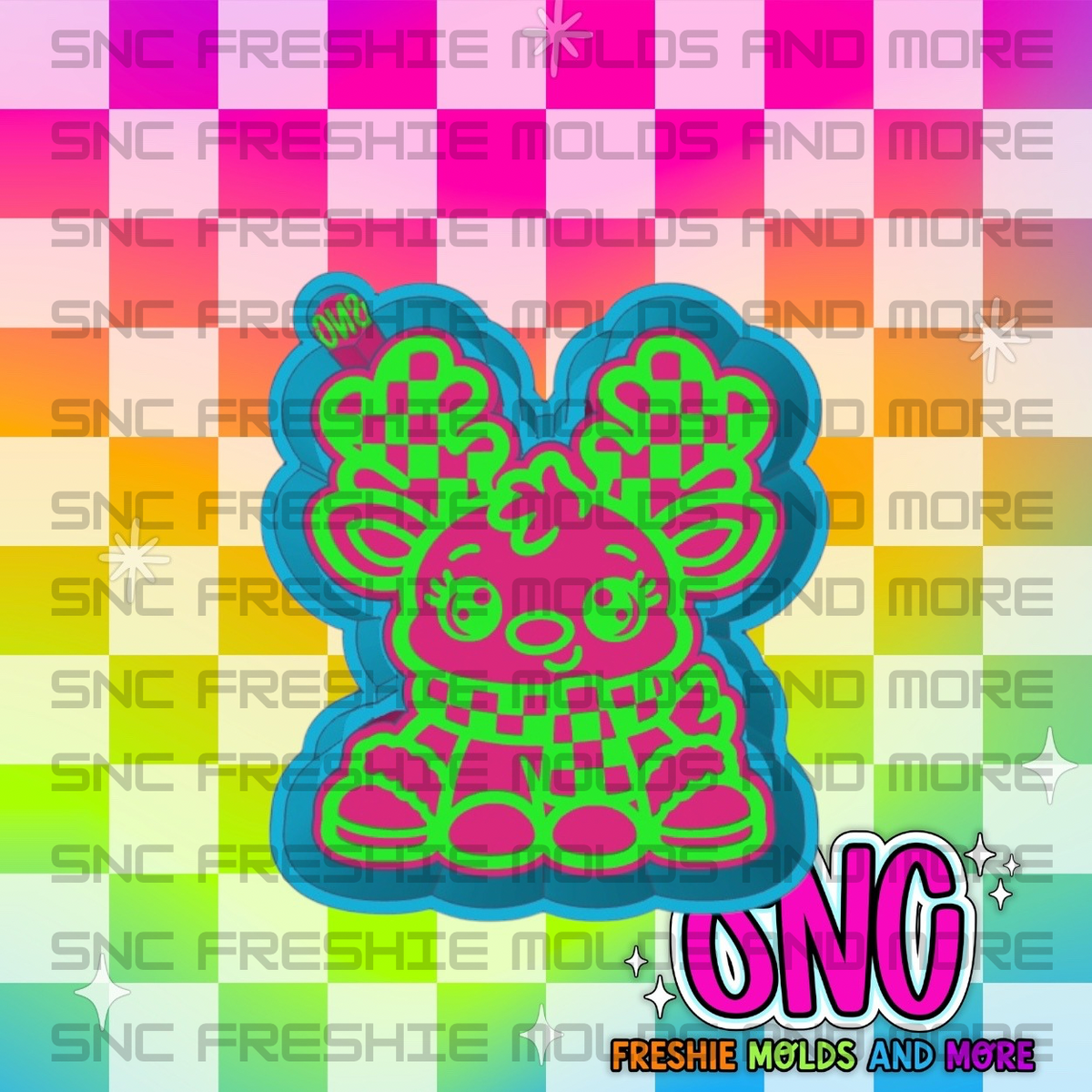 Checkered Reindeer Freshie Mold