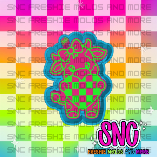 Cow with Checkered Heart Freshie Mold