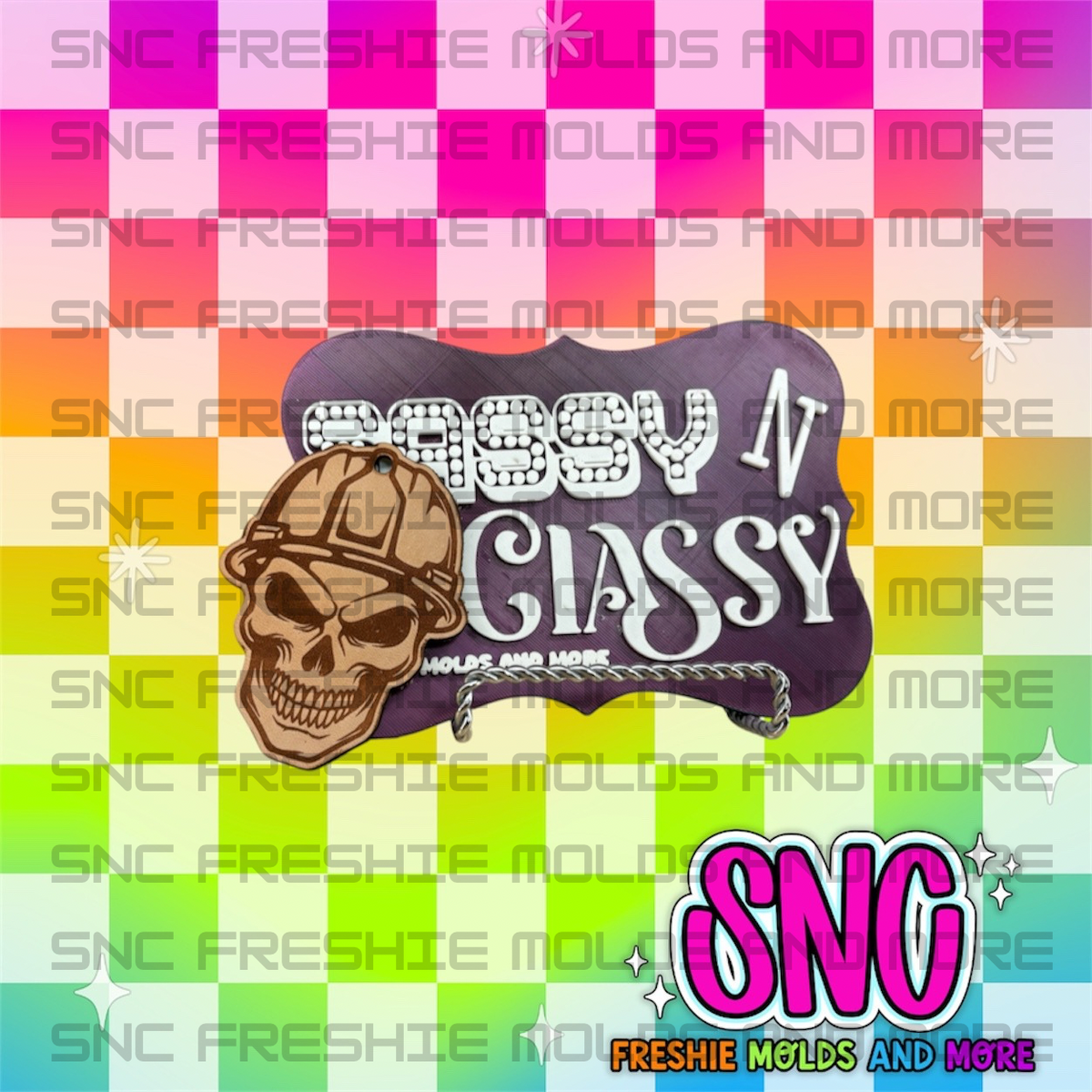 Hardhat Skull Leather Freshie Blank