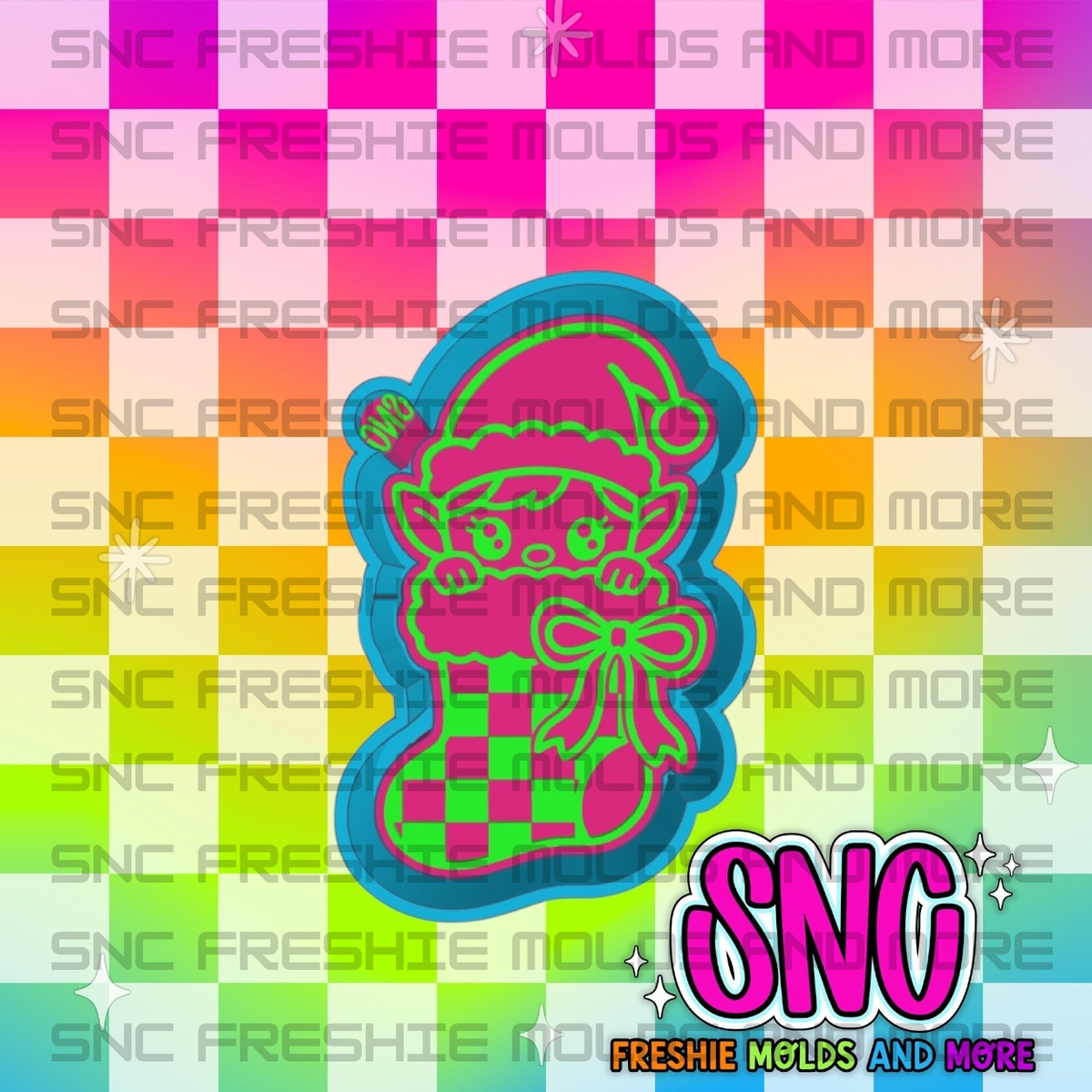 Checkered Stocking Elf Freshie Mold